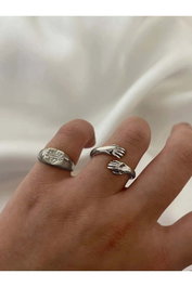 Heliophilia Silver Anillo de Zirconio en Bronce Plateado Ajustable